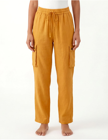 Pantalón de algodón liso SW para entretiempo, corte unisex, bolsillos laterales