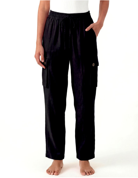 Pantalón de algodón liso SW para entretiempo, corte unisex, bolsillos laterales