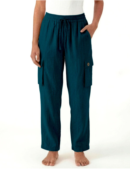 Pantalón de algodón liso SW para entretiempo, corte unisex, bolsillos laterales