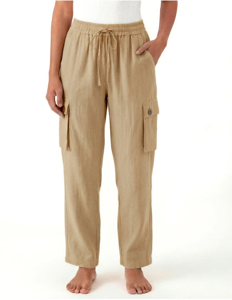 Pantalón de algodón liso SW para entretiempo, corte unisex, bolsillos laterales