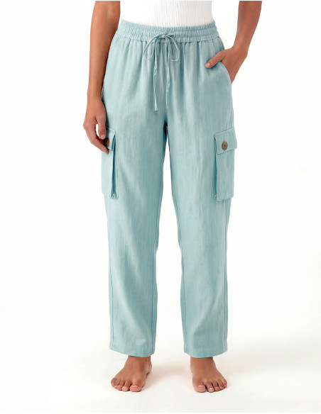 Pantalón de algodón liso SW para entretiempo, corte unisex, bolsillos laterales