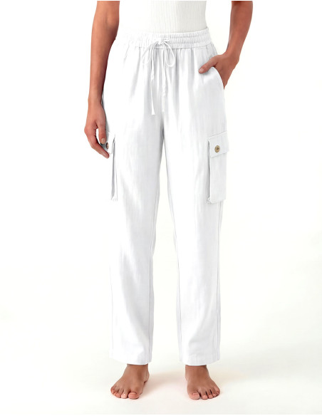 Pantalón de algodón liso SW para entretiempo, corte unisex, bolsillos laterales