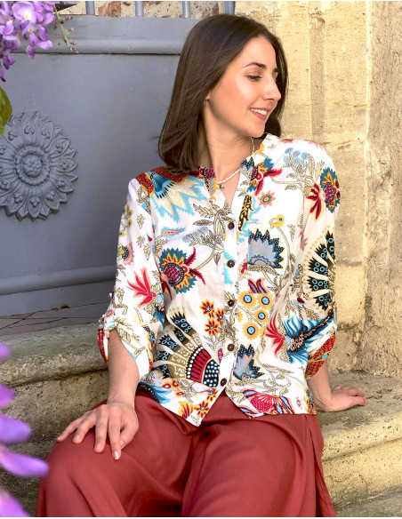 Blusa algodon estampado indio
