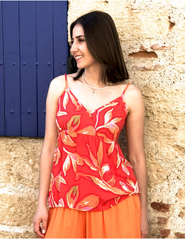 Top viscosa tirante espalda elastica estampado...