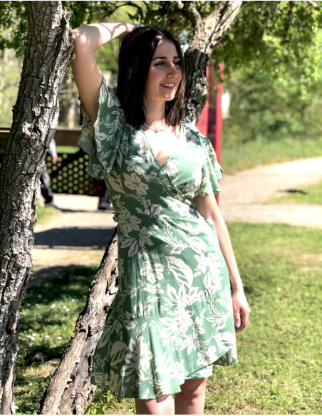 Vestido viscosa  pareo estampado althea