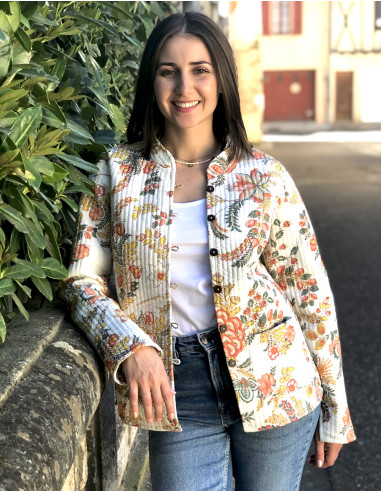 Chaqueta algodon reversible 2 estampados mangas...