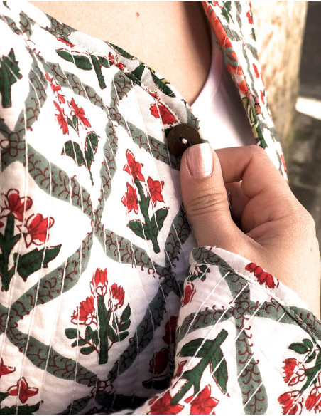 Chaqueta algodon reversible mini 2 estampados mangas largas