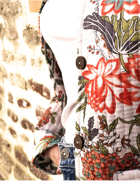 Chaqueta algodon reversible mini 2 estampados mangas largas