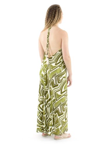 Vestido largo viscosa espalda desnuda estampado graffiti
