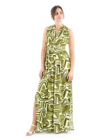 Vestido largo viscosa cruzado estampado graffiti