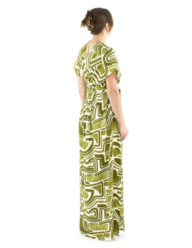Vestido largo viscosa cruzado estampado graffiti