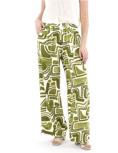Pantalon viscosa ancho cintura elastica estampado graffiti