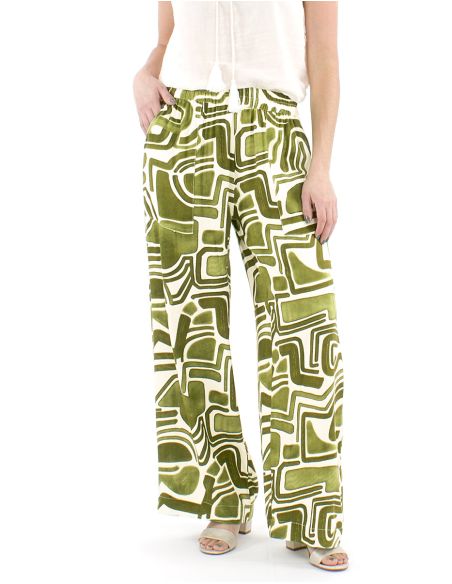 Pantalon viscosa ancho cintura elastica estampado graffiti