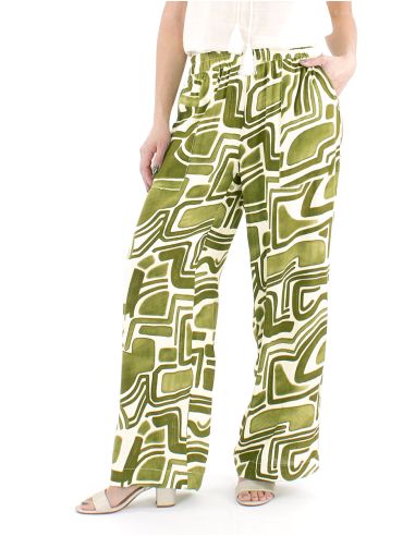 Pantalon viscosa ancho cintura elastica estampado graffiti
