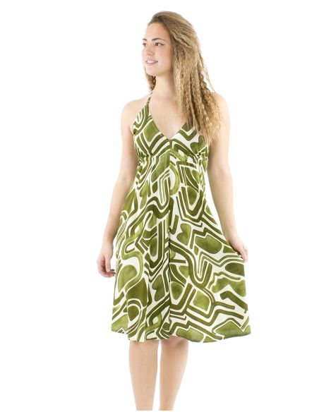 Mini vestido viscosa espalda desnuda estampado graffiti