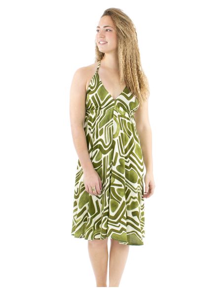 Mini vestido viscosa espalda desnuda estampado graffiti