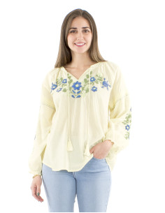 Blusa algodon mangas 3/4 bordado manos 2