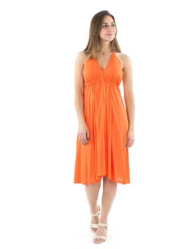 Mini vestido viscosa corpiño espalda nuda lisa...