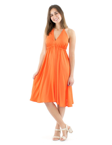 Mini vestido viscosa corpiño espalda nuda lisa...