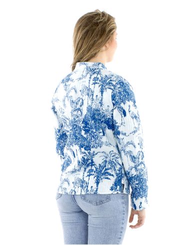 Chaqueta algodon reversible 2 estampados mangas largas
