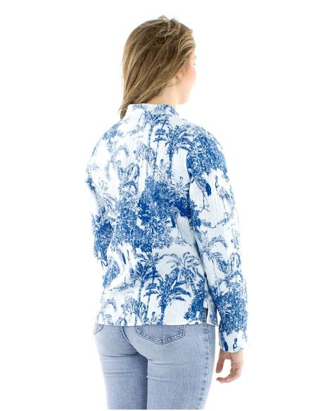 Chaqueta algodon reversible 2 estampados mangas largas