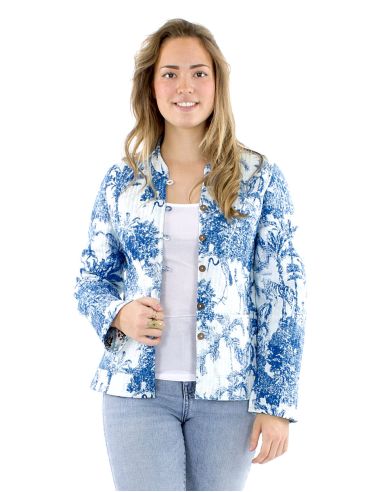 Chaqueta algodon reversible 2 estampados mangas largas