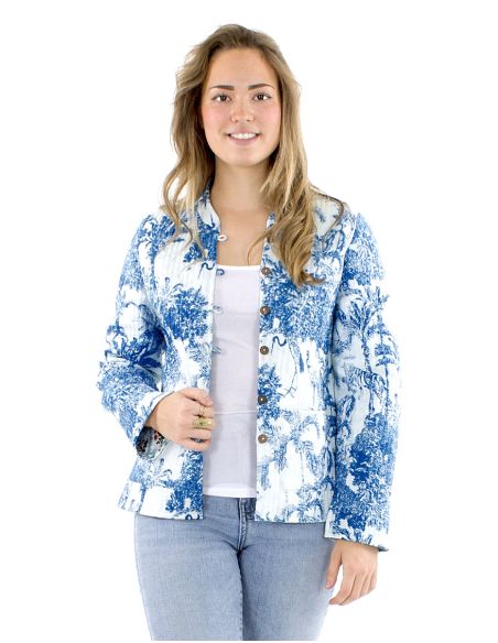 Chaqueta algodon reversible 2 estampados mangas largas
