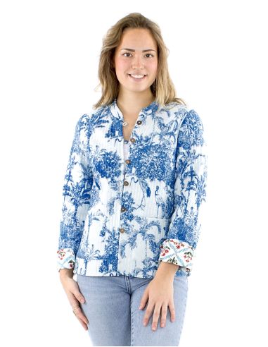 Chaqueta algodon reversible 2 estampados mangas largas