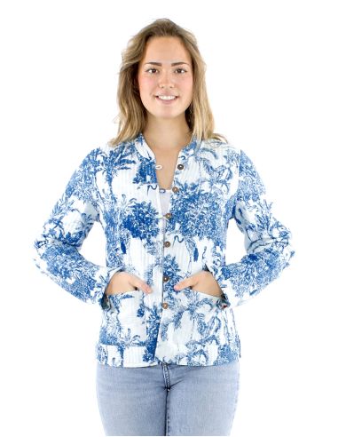 Chaqueta algodon reversible 2 estampados mangas largas