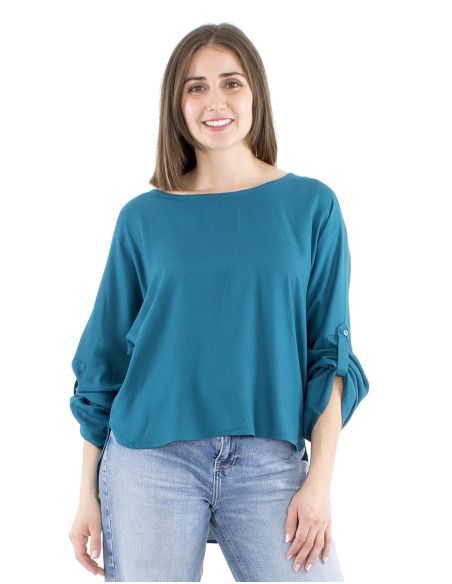 Blusa viscosa lisa mangas mariposa