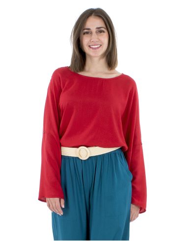 Blusa viscosa lisa mangas mariposa