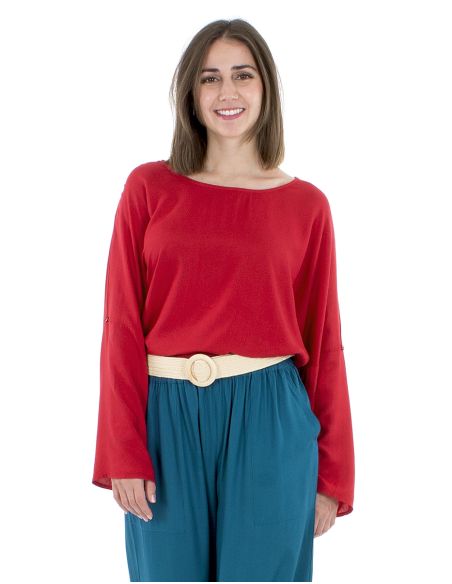 Blusa viscosa lisa mangas mariposa