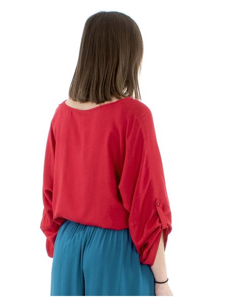 Blusa viscosa lisa mangas mariposa