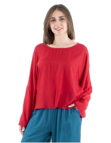 Blusa viscosa lisa mangas mariposa