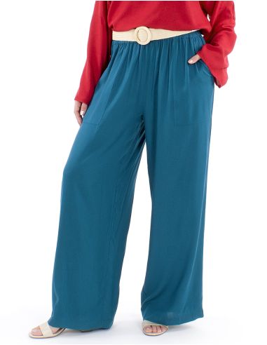 Pantalon viscosa liso talla elastica corte recto
