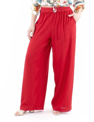 Pantalon viscosa liso talla elastica corte recto