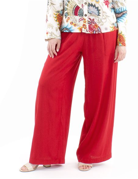 Pantalon viscosa liso talla elastica corte recto