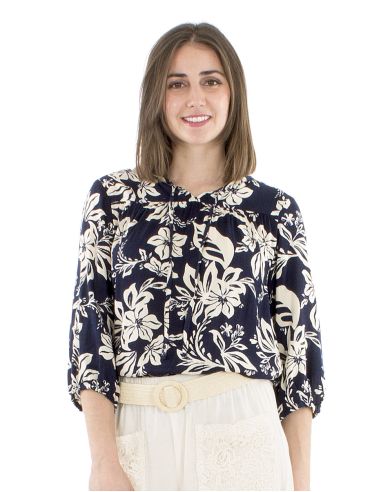 Blusa viscosa mangas 3/4 estampado althea