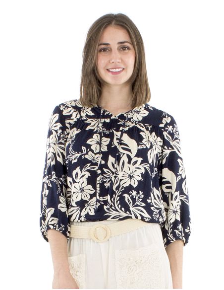 Blusa viscosa mangas 3/4 estampado althea
