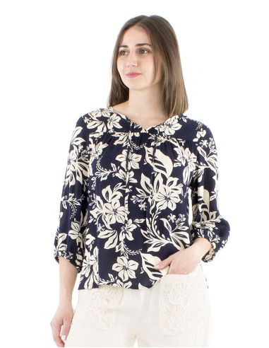 Blusa viscosa mangas 3/4 estampado althea