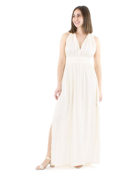 Vestido viscosa larga atado espalda