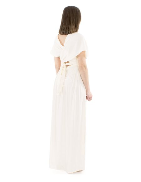 Vestido viscosa larga atado espalda
