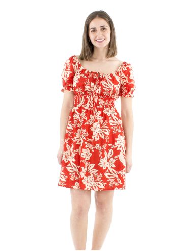 Vestido algodon mangas cortas estampado althea