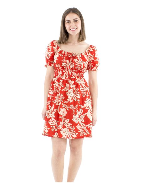 Vestido algodon mangas cortas estampado althea