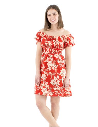 Vestido algodon mangas cortas estampado althea
