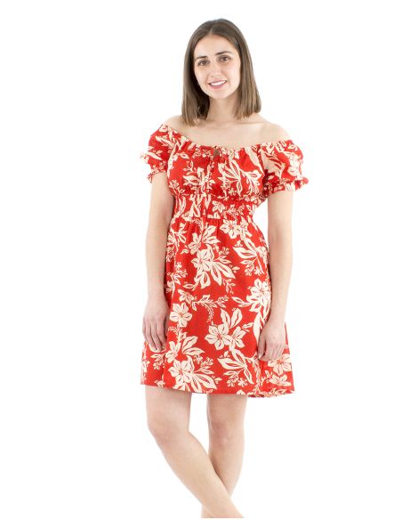 Vestido algodon mangas cortas estampado althea