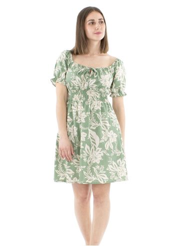 Vestido algodon mangas cortas estampado althea