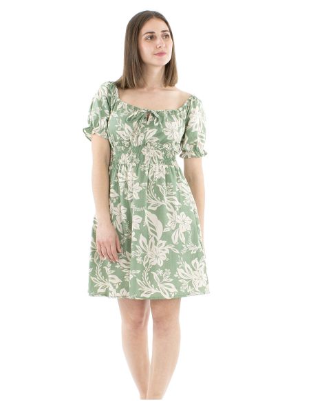 Vestido algodon mangas cortas estampado althea