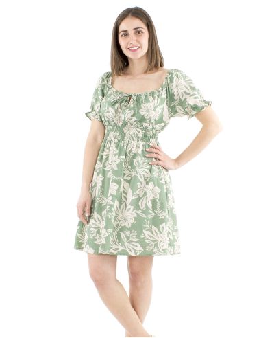 Vestido algodon mangas cortas estampado althea