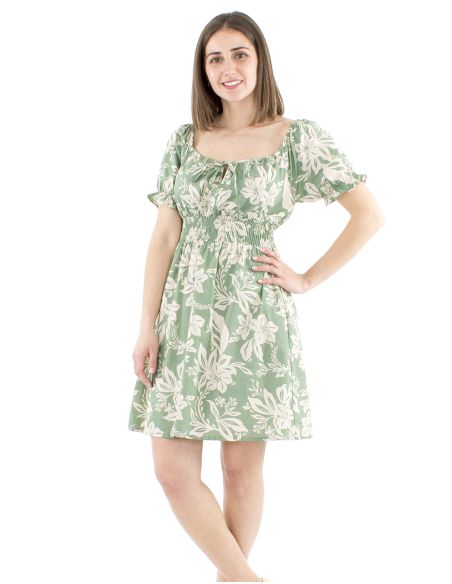 Vestido algodon mangas cortas estampado althea